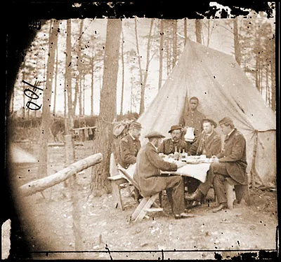 Brandy Station Va. Dinner party outside tent Army of the Potomac headquarters