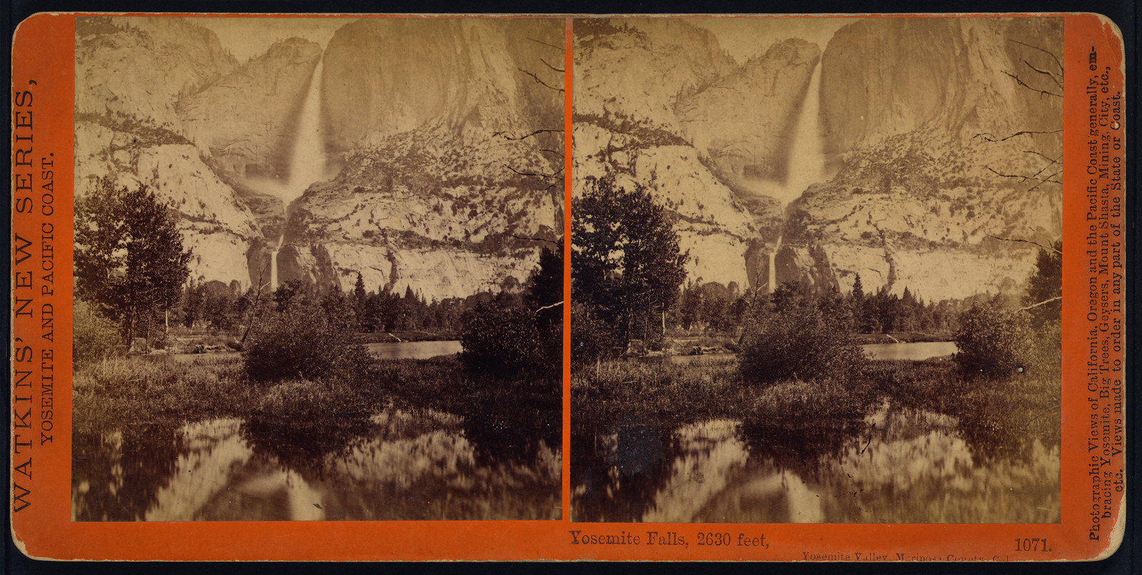 Yosemite Falls 2630 feet Yosemite Valley Mariposa County Cal., 1871 — historic photograph