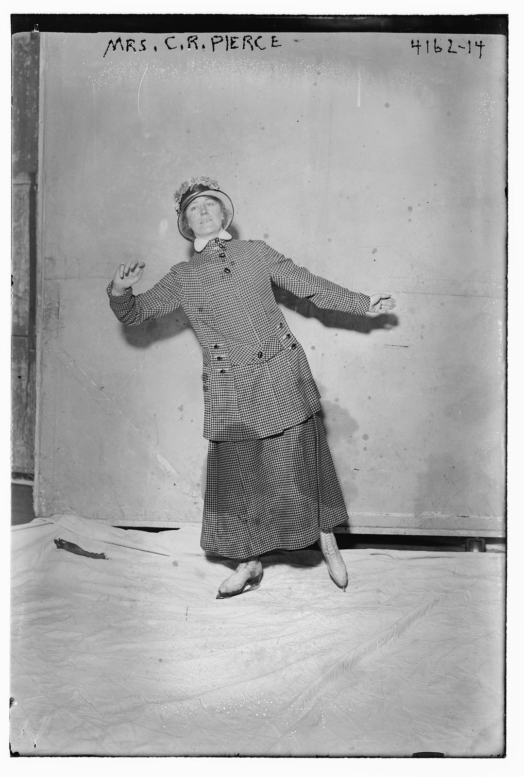 Mrs. C.R. Pierce ice skating, n/a — historic photograph