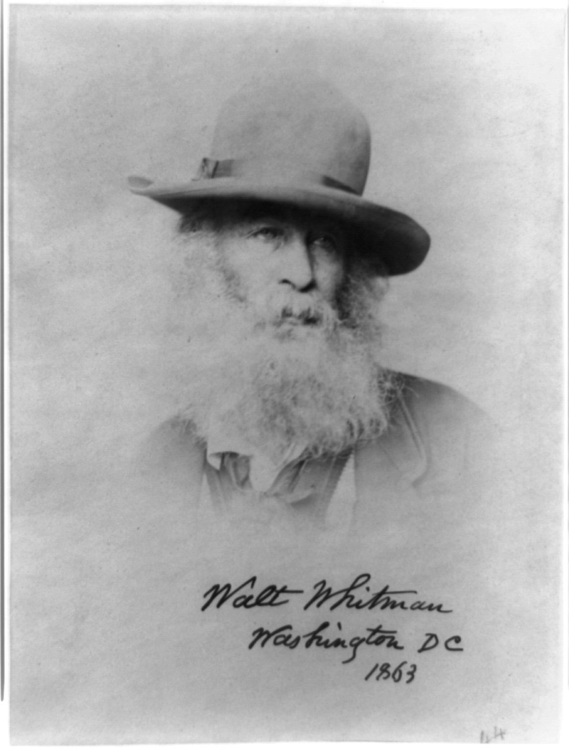 [Walt Whitman, head-and-shoulders portrait, facing right, wearing hat], 1863 — historic photograph