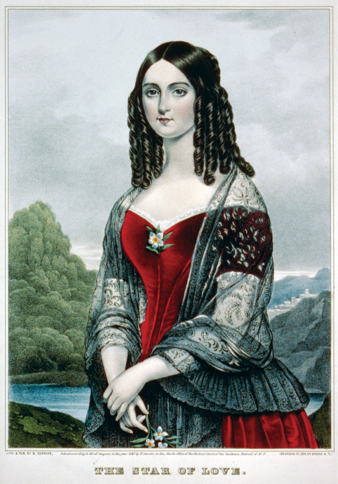 The Star of Love, 1847 — antique lithograph