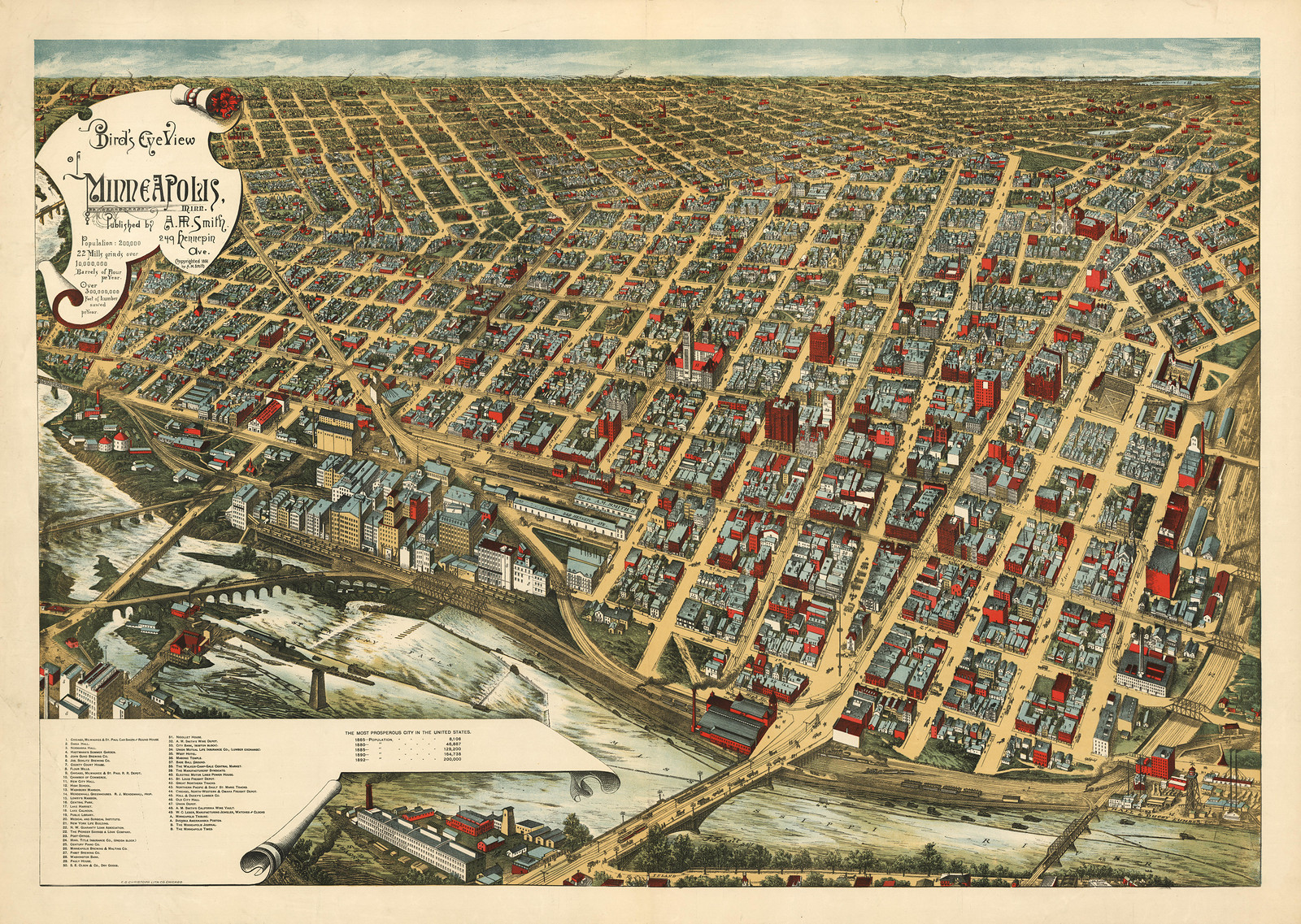 Minneapolis, Minnesota, 1891, 1891 — antique map