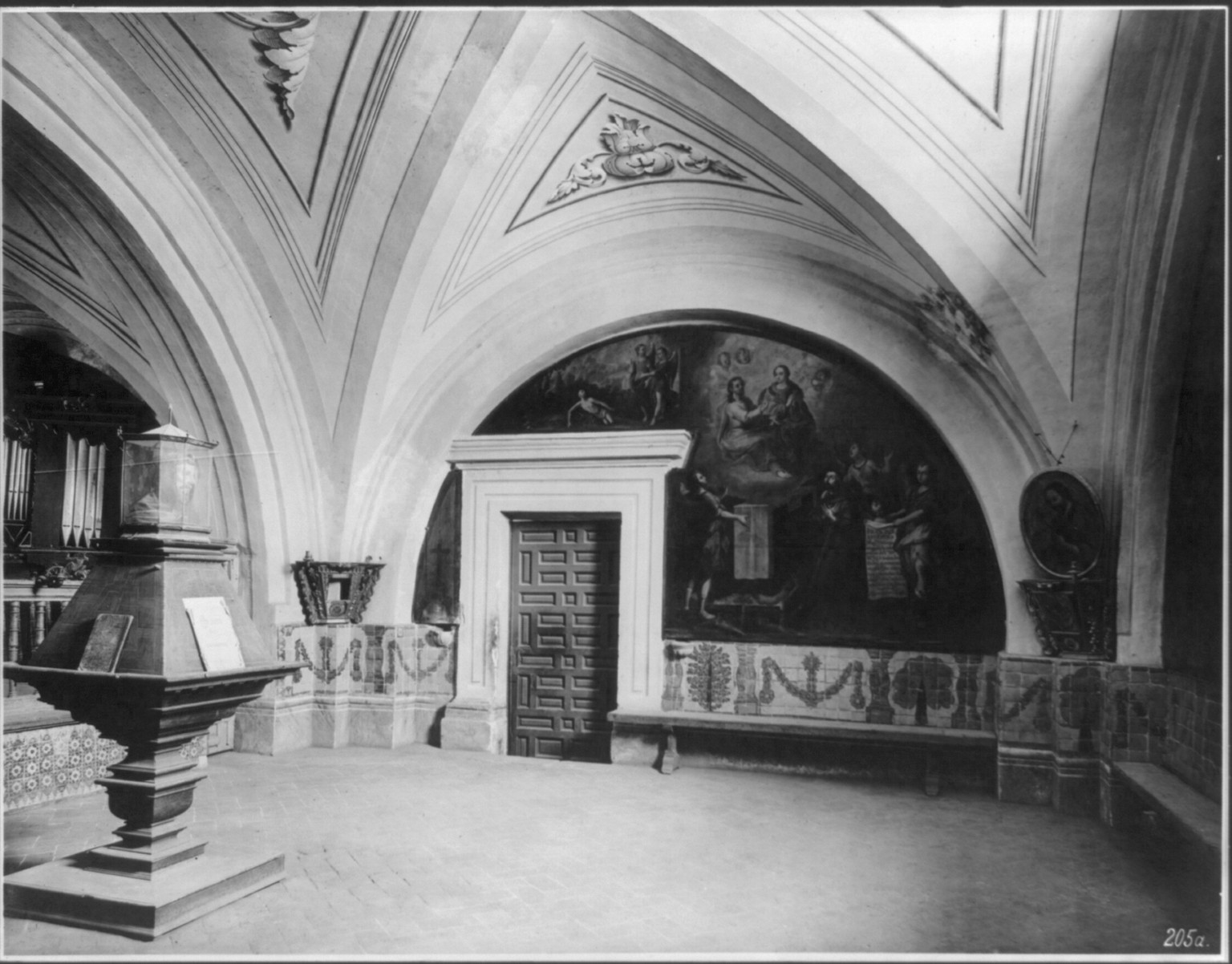 Interior of the choir, Iglesia de San Diego, D.F. Churubusco, [Mexico City], [no date recorded on caption card] — historic photograph