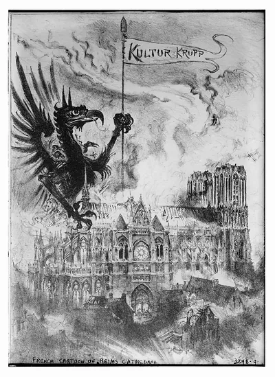 French Cartoon of Reims Cathedral