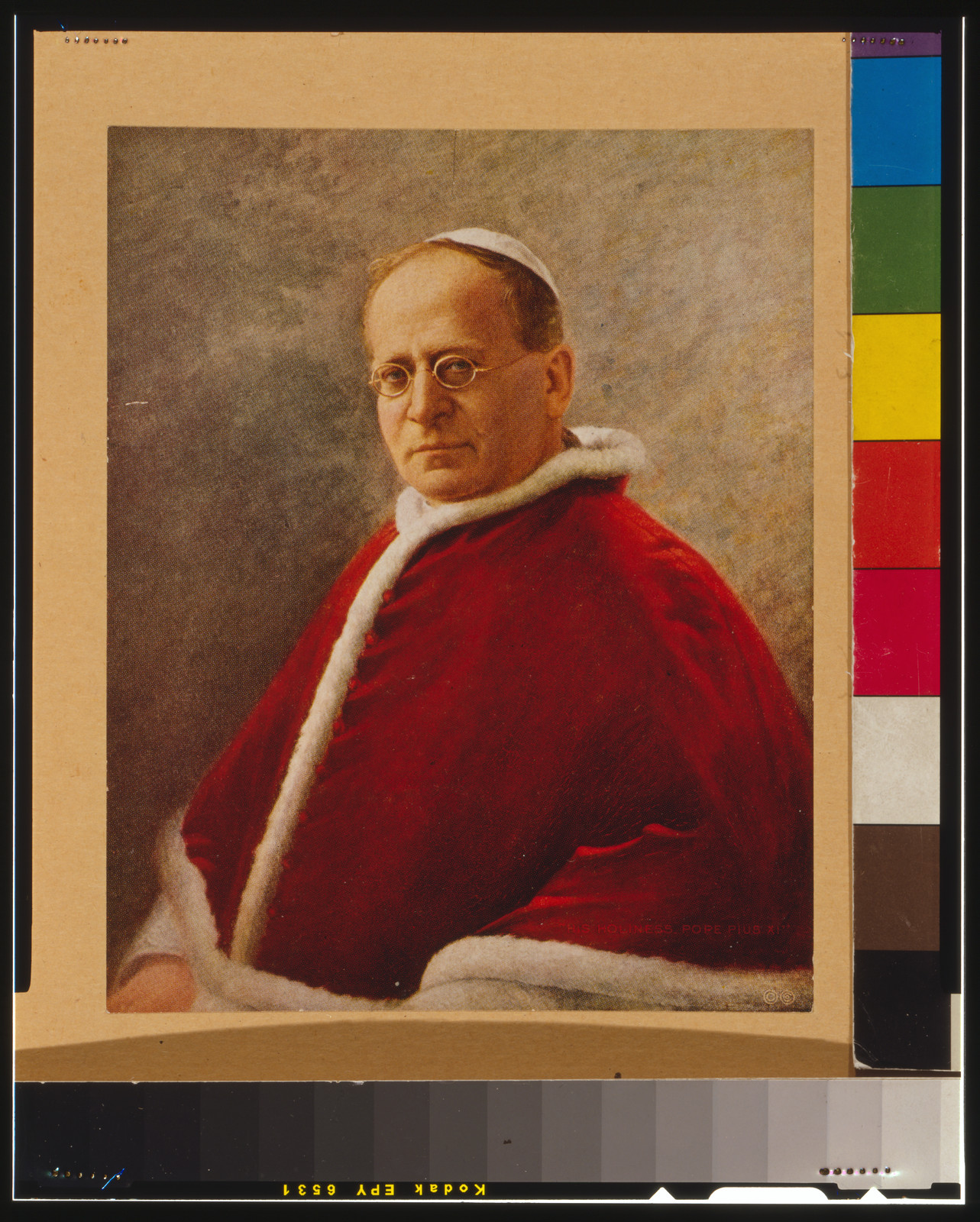 Portrait of a bespectacled churchman in red ermine-trimmed cape — historic image