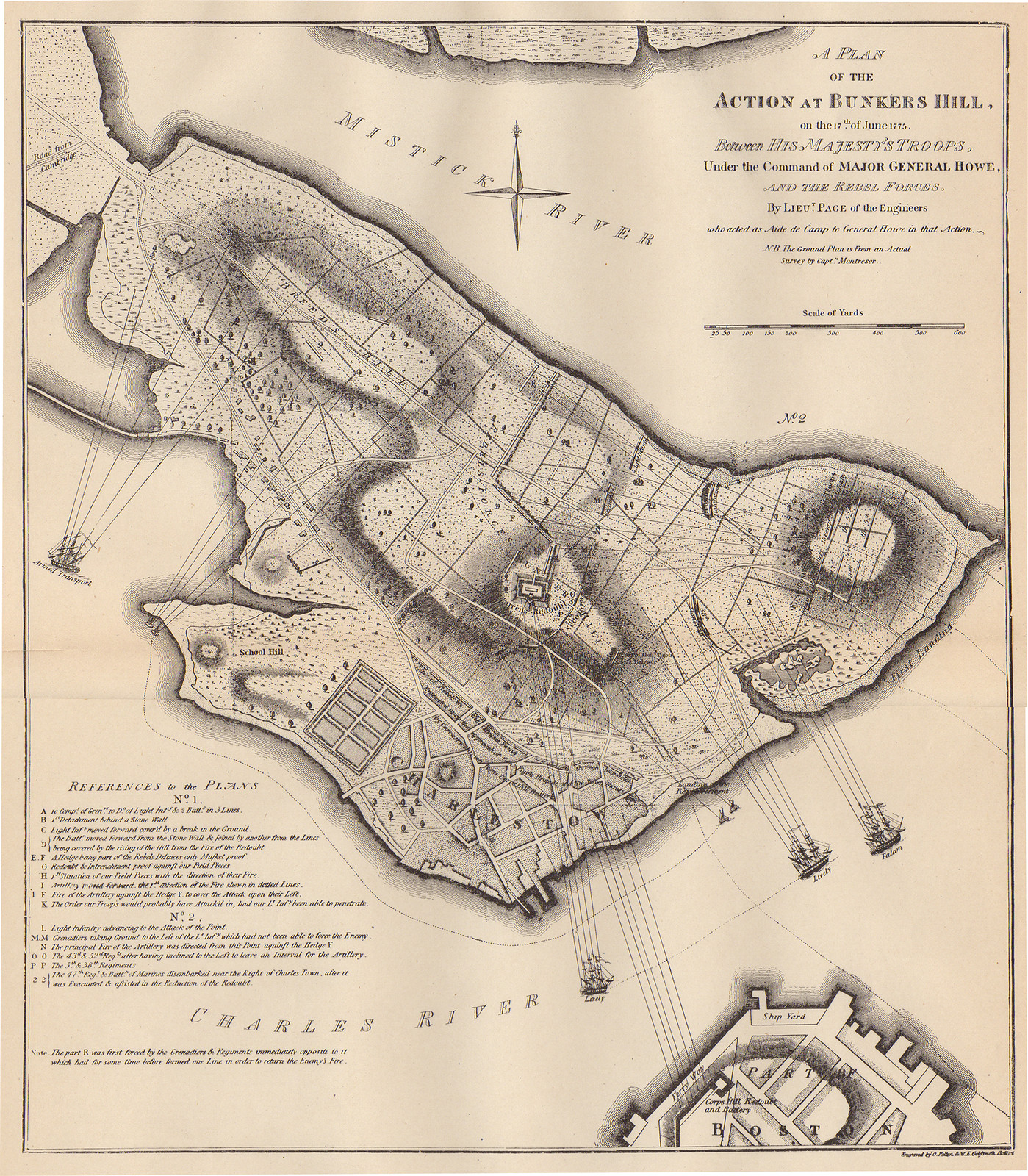 A Plan Of the Action At Bunker Hill, c. 1775 — historic image