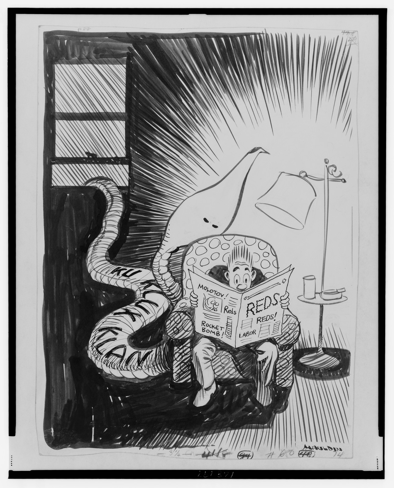 [Man frightened by the Red scare], 1946 Sept. 5 [publication date] — historic drawing