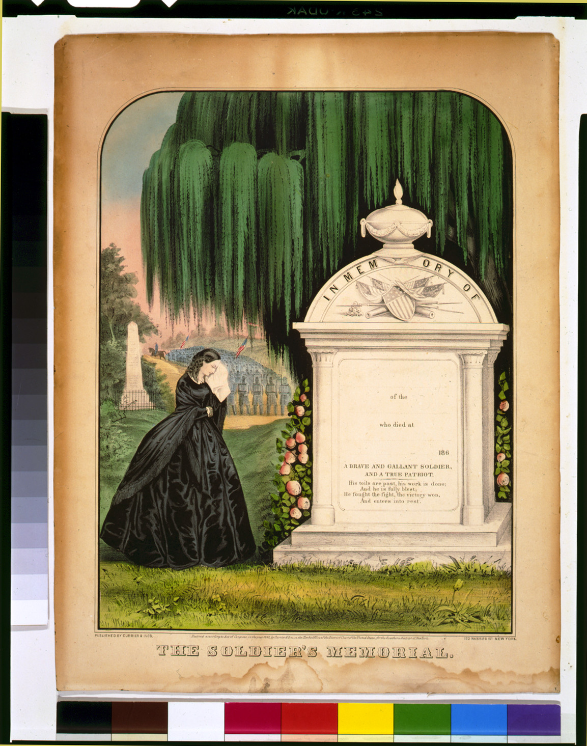 The soldier's memorial, New York : Published by Currier & Ives, c1863. — antique lithograph
