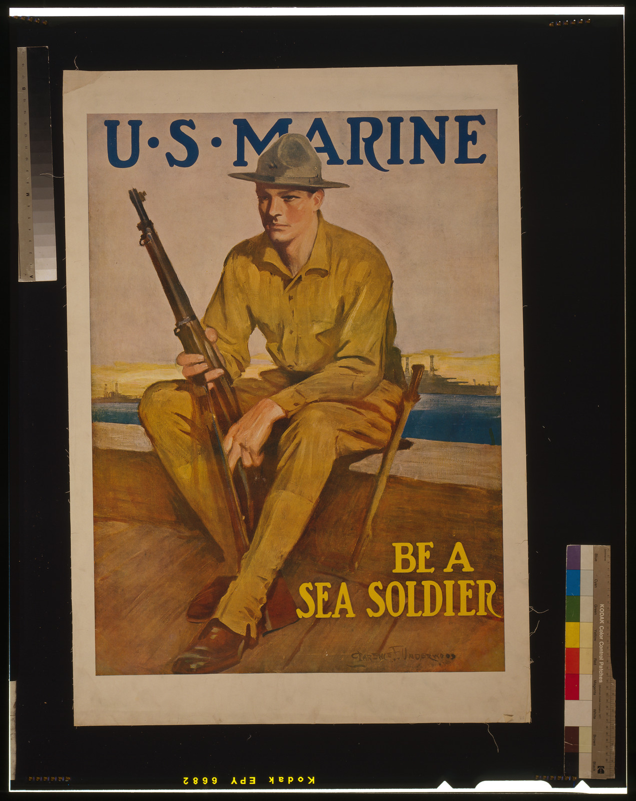 U.S. Marine - Be a sea soldier / Clarence F. Underwood., 1917 — vintage poster