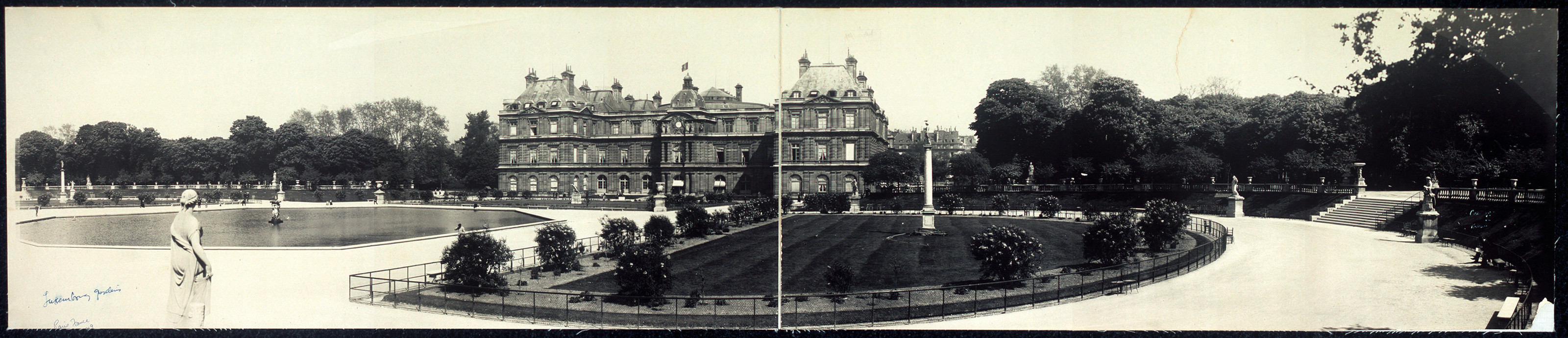 Panoramic view of Luxembourg Gardens, Paris, France, 1909, 1909 — historic image