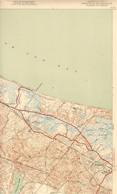 Sandwich Quadrangle topographic map, Barnstable County, Massachusetts