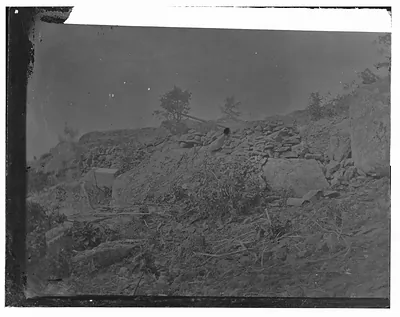 Gettysburg Pennsylvania. Line of breastworks looking eastward