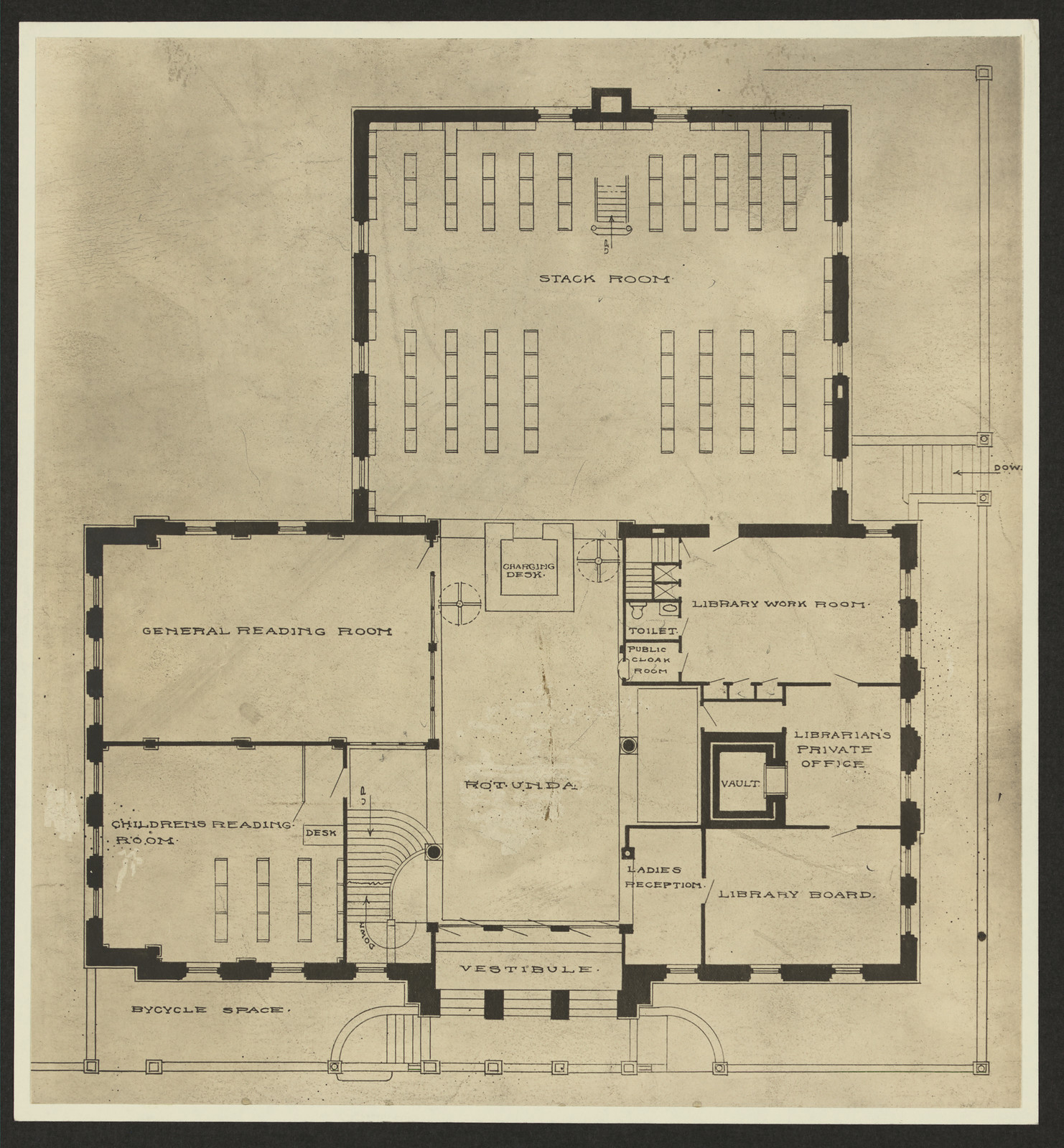 Floorplanfor Carnegie Library St J — historic image