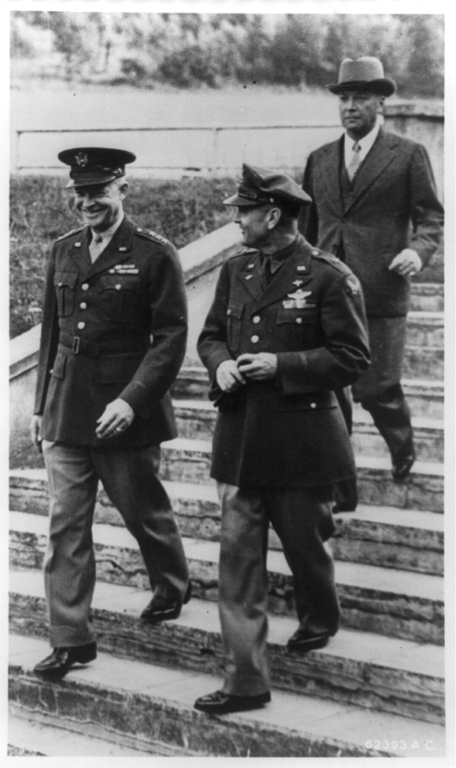 [Gen. Dwight D. Eisenhower and a Brig. Gen. Eaker walking with Lt. Gen. Eisenhower], [between 1917 and 1947] — historic photograph