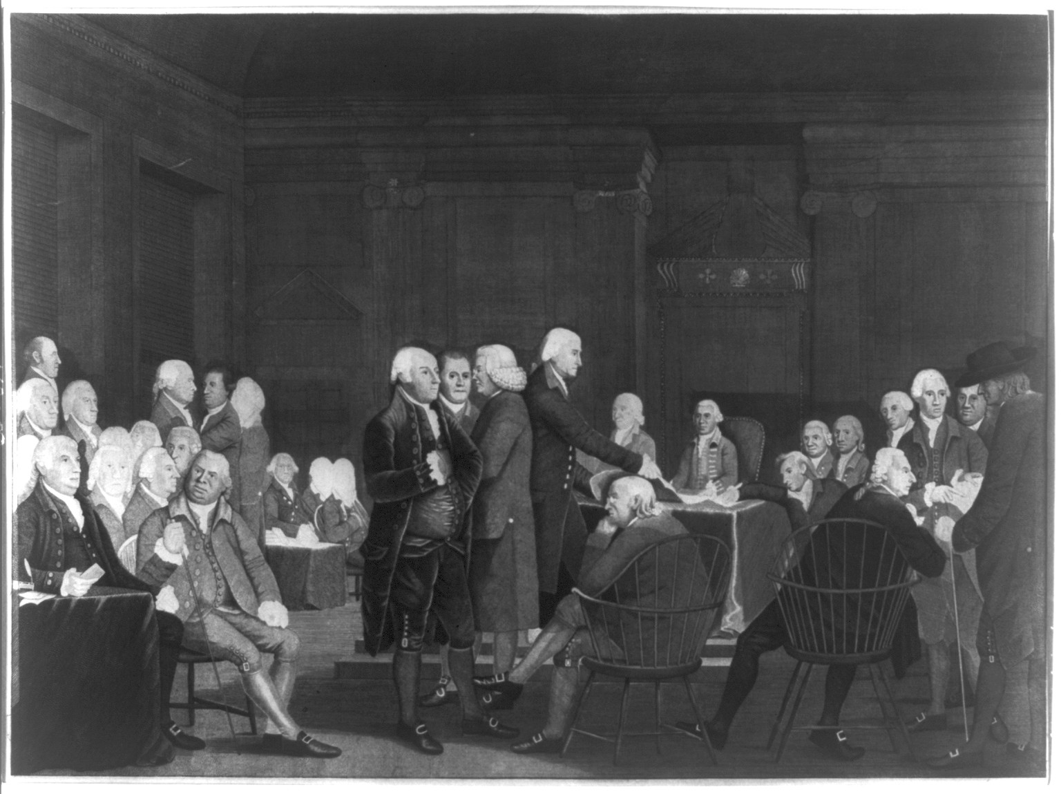 [Congress voting the Declaration of Independence], [Boston : between 1800? and 1900?] — antique engraving