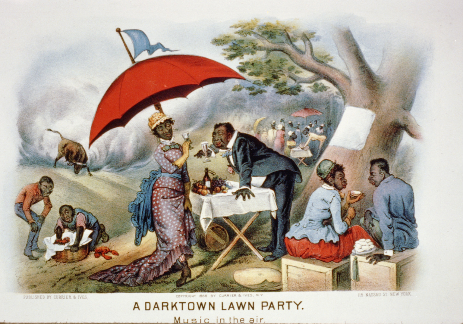 Darktown lawn party: Music in the air, [New York] : Currier & Ives, 1888. — antique lithograph