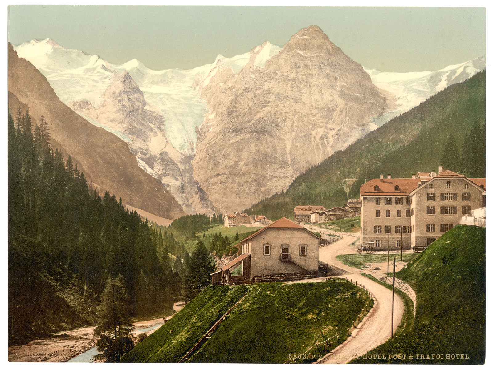 Trafoi Hotel and Post Tyrol Austro-Hungary, [between ca. 1890 and ca. 1900]. — historic print