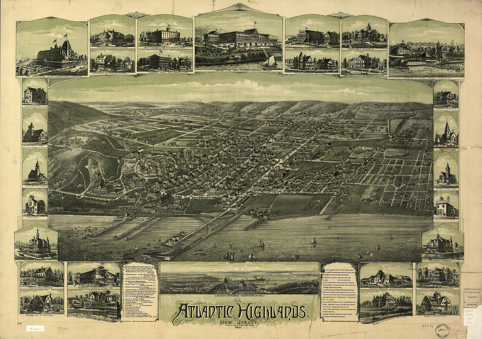 Atlantic Highlands, New Jersey, 1894, 1894 — antique map