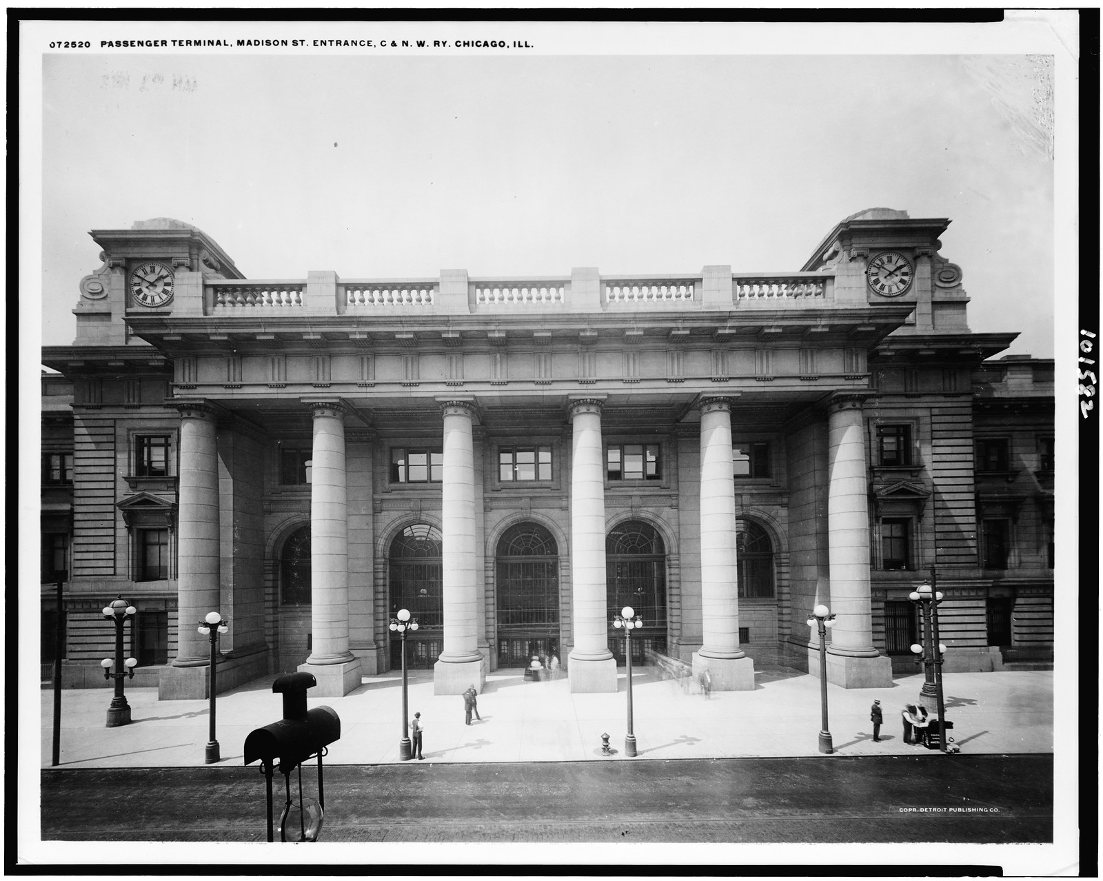 Passenger terminal, Madison St. entrance, C. & N.W. Ry., Chicago, Ill., c1912. — historic photograph