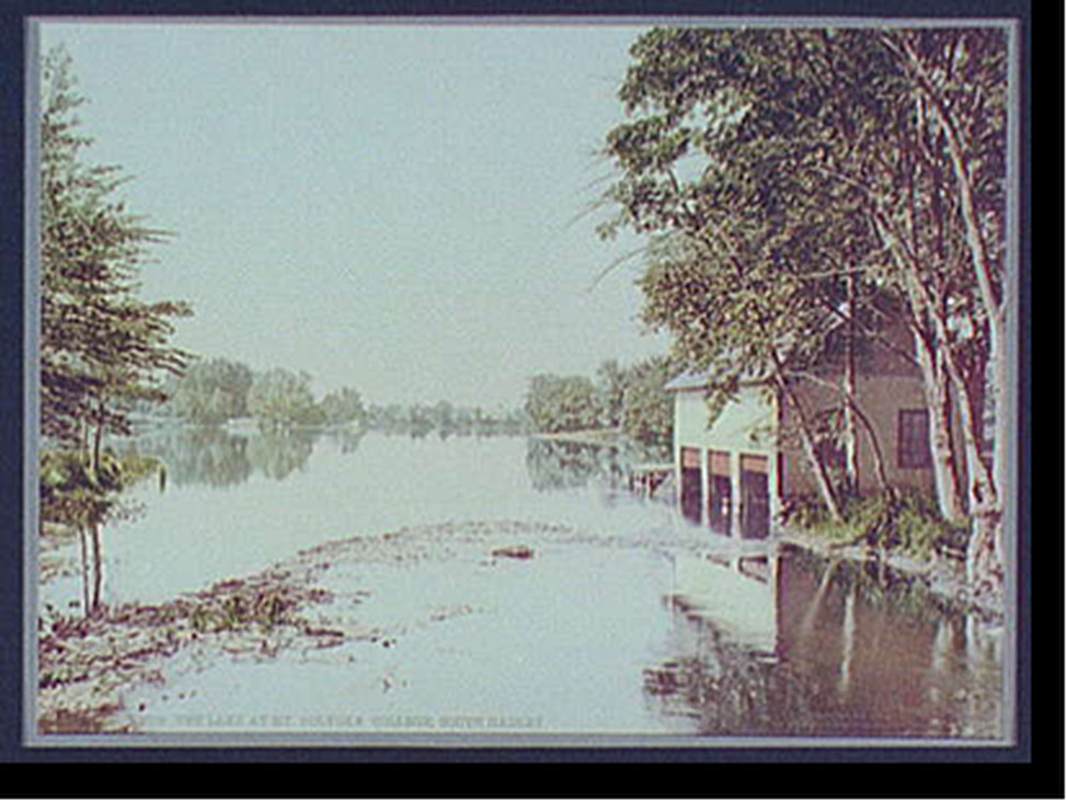 The Lake at Mt. Holyoke College, South Hadley, c1900. — historic print
