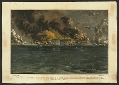 Bombardment of Fort Sumter, Charleston, color print