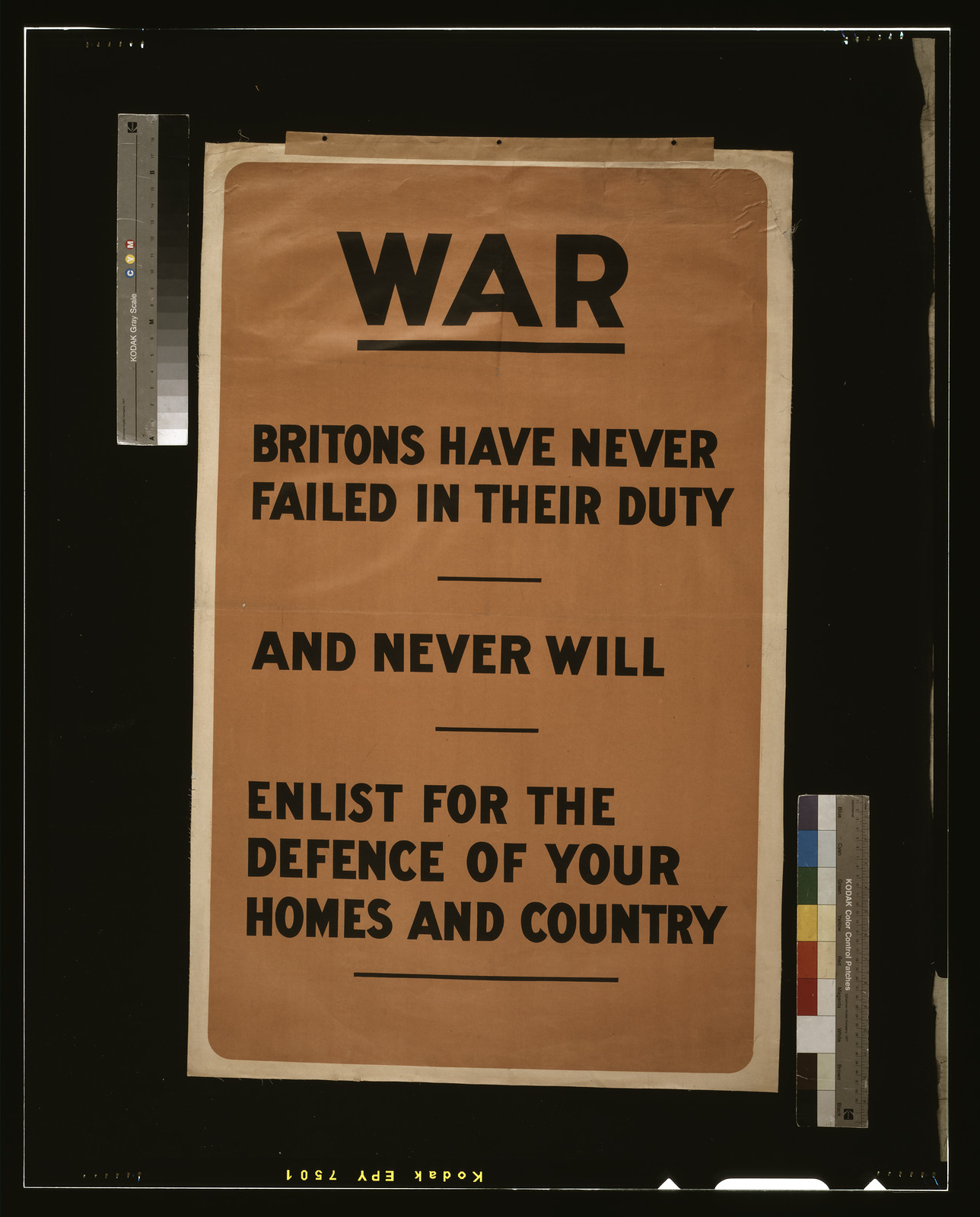 War. Britons have never failed in their duty and never will. Enlist for the defence of your homes and country, [S.l. : s.n., 1915] — vintage poster