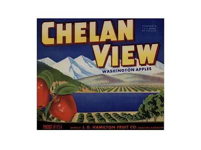 Chelan View Washington Apples crate label