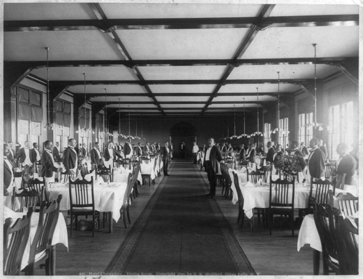Hotel Champlain [in the Adirondack Mountains, N.Y.]. Dining Room, c1890. — historic photograph
