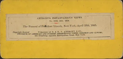 The Funeral Of President Lincoln, New York, April 25th, 1865