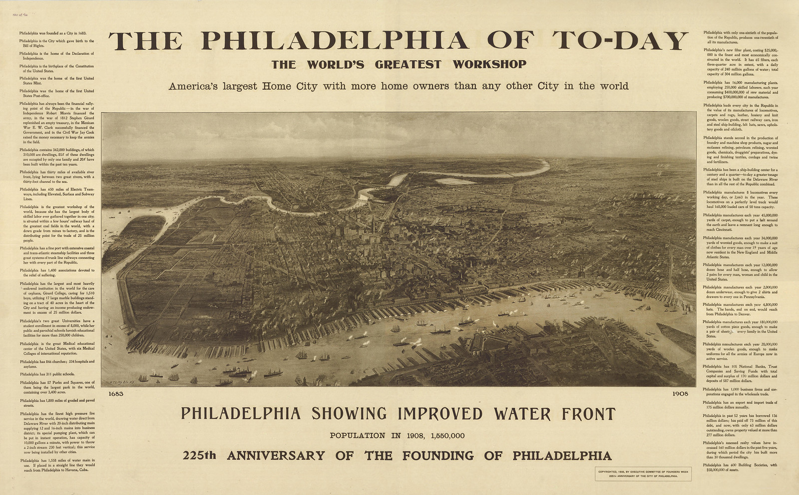 The Philadelphia of To-day: The World's Greatest Workshop — antique map