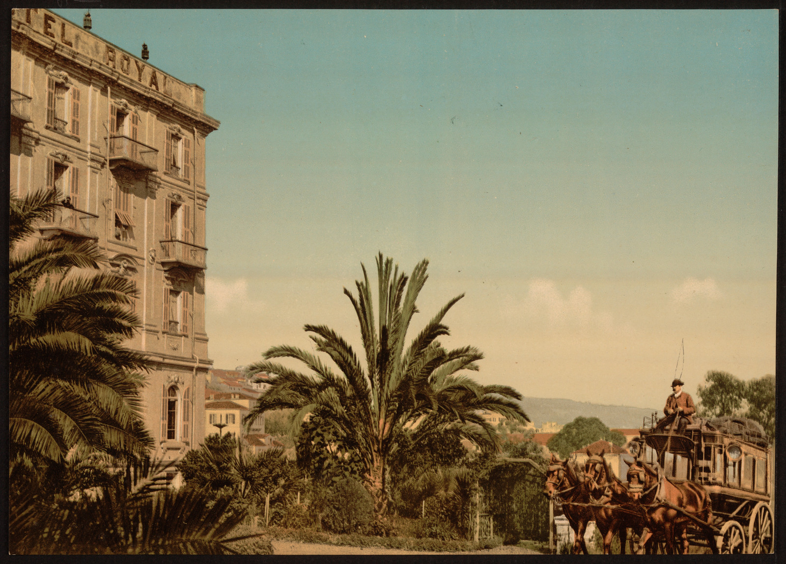 The royal hotel with gardens San Remo Riviera, [between ca. 1890 and ca. 1900]. — historic print