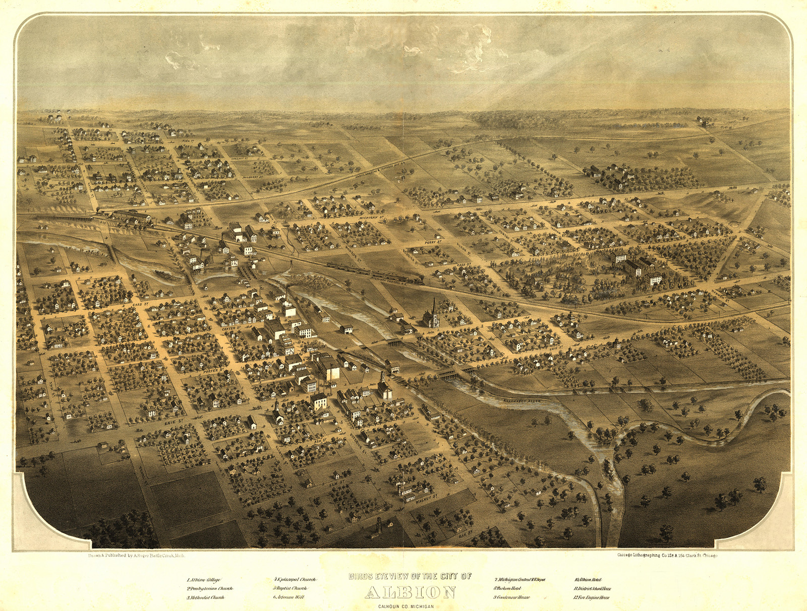MI Albion 1868 MAP, 1868 — antique map