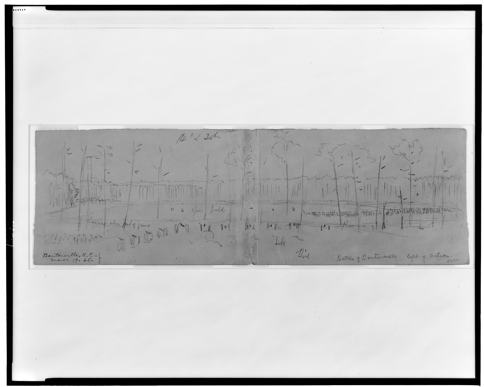 Battle of Bentonville, left of action, [1865 March 19] — historic drawing