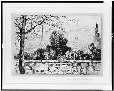 Merry Christmas from Dorothy and John Arms, Meudon, 1923 / John Taylor Arms.