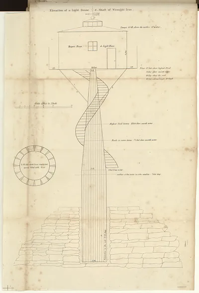 Elevationofalighthouseshaftofw