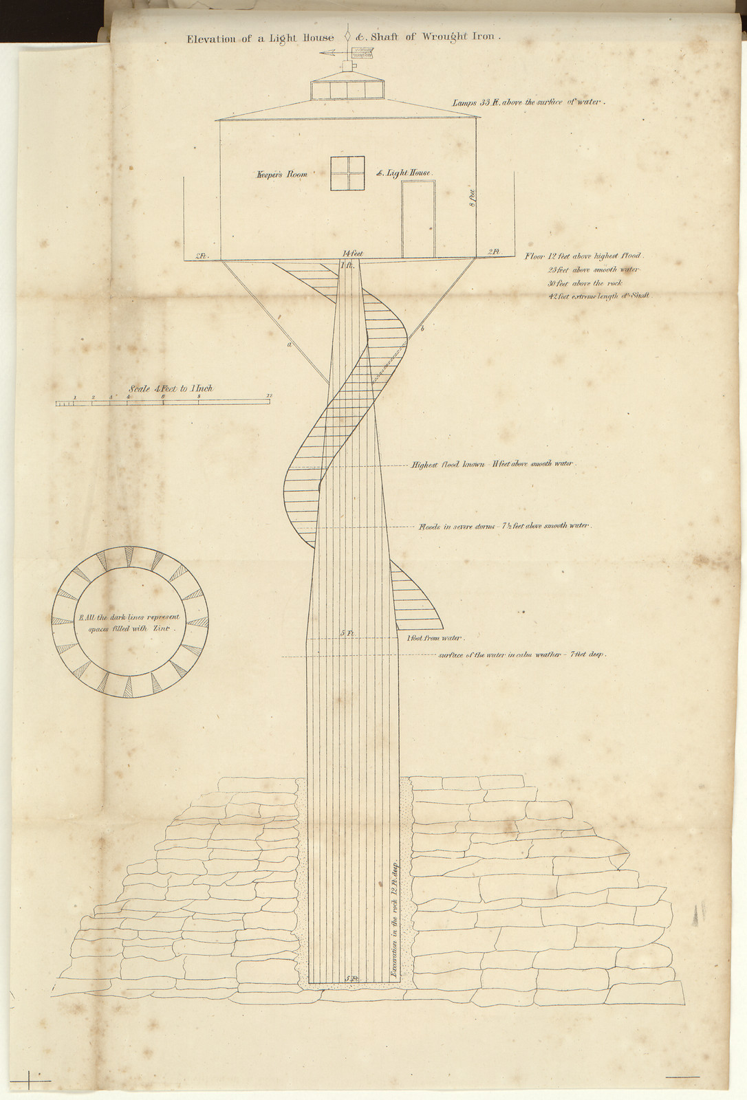 Elevationofalighthouseshaftofw — historic image