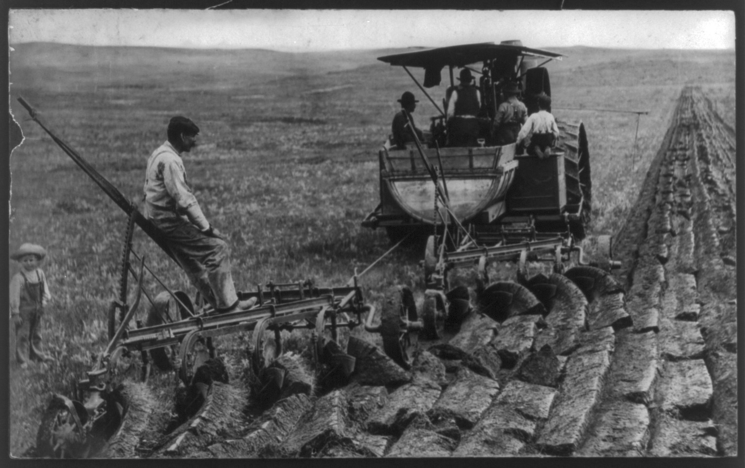 Plowing by Steam, near Mandan, N.D., [no date recorded on caption card] — historic photograph