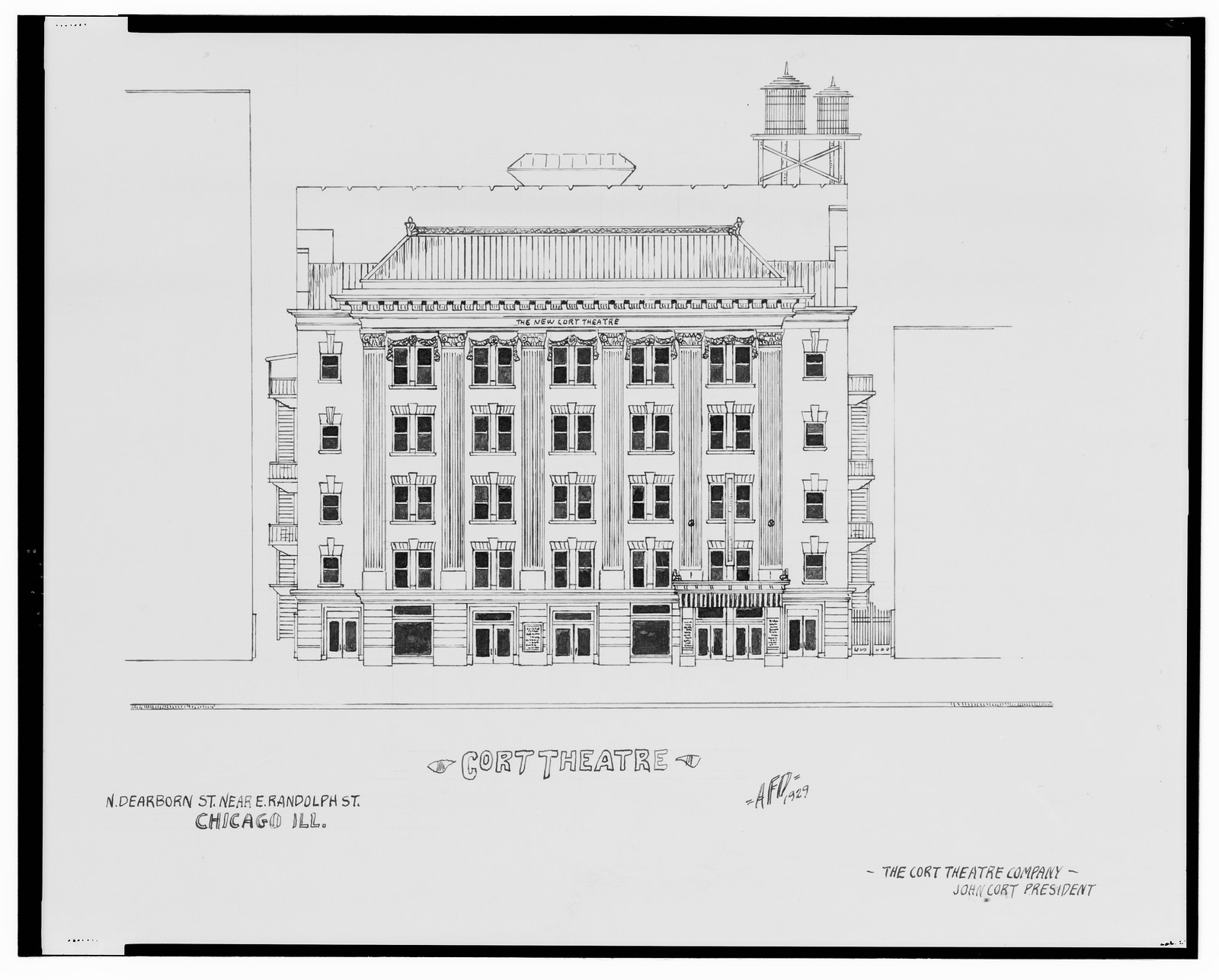 [Cort Theatre, N. Dearborn St. near E. Randolph St., Chicago, Illinois] / AFD 1929., And Engineering (ADE) Drawings — vintage poster