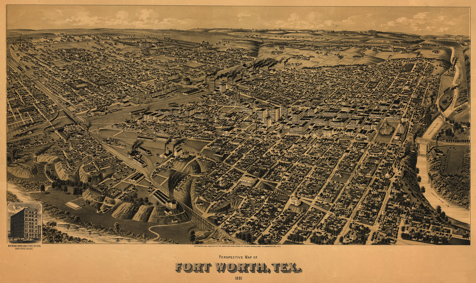 Forth Worth, Texas, 1891, 1891 — antique map