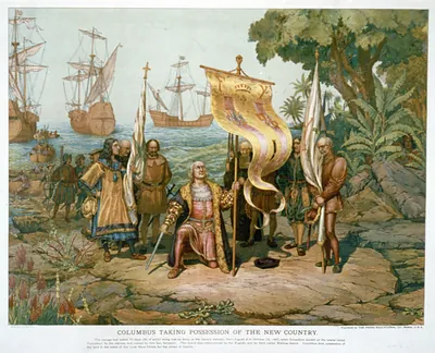 Columbus taking possession of the new country
