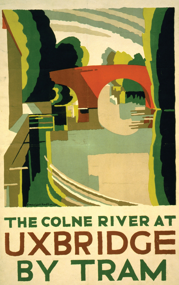 The Colne River at Uxbridge by tram / E. McKnight Kauffer '24., [London] : The Baynard Press, [19]24. — vintage poster