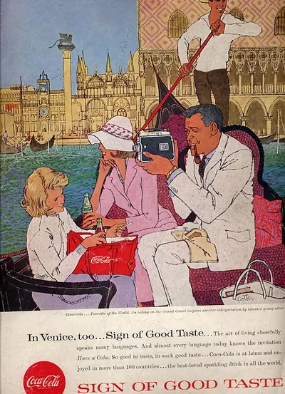 Coca-Cola advertisement: In Venice, too... Sign of Good Taste