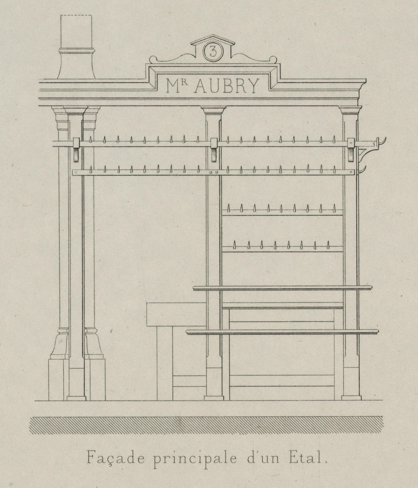 Façade principale d'un Etal (Mr Aubry, stall elevation drawing) — historic drawing