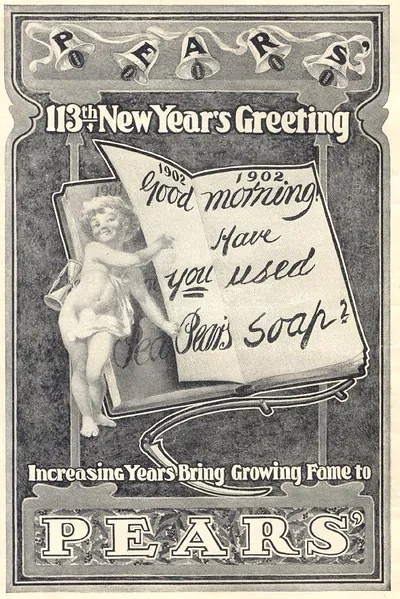Pears soap 113th New Year's greeting advertisement, 1902