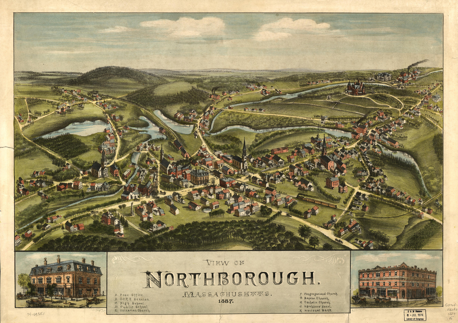 Northborough, Massachusetts, 1887, 1887 — antique map