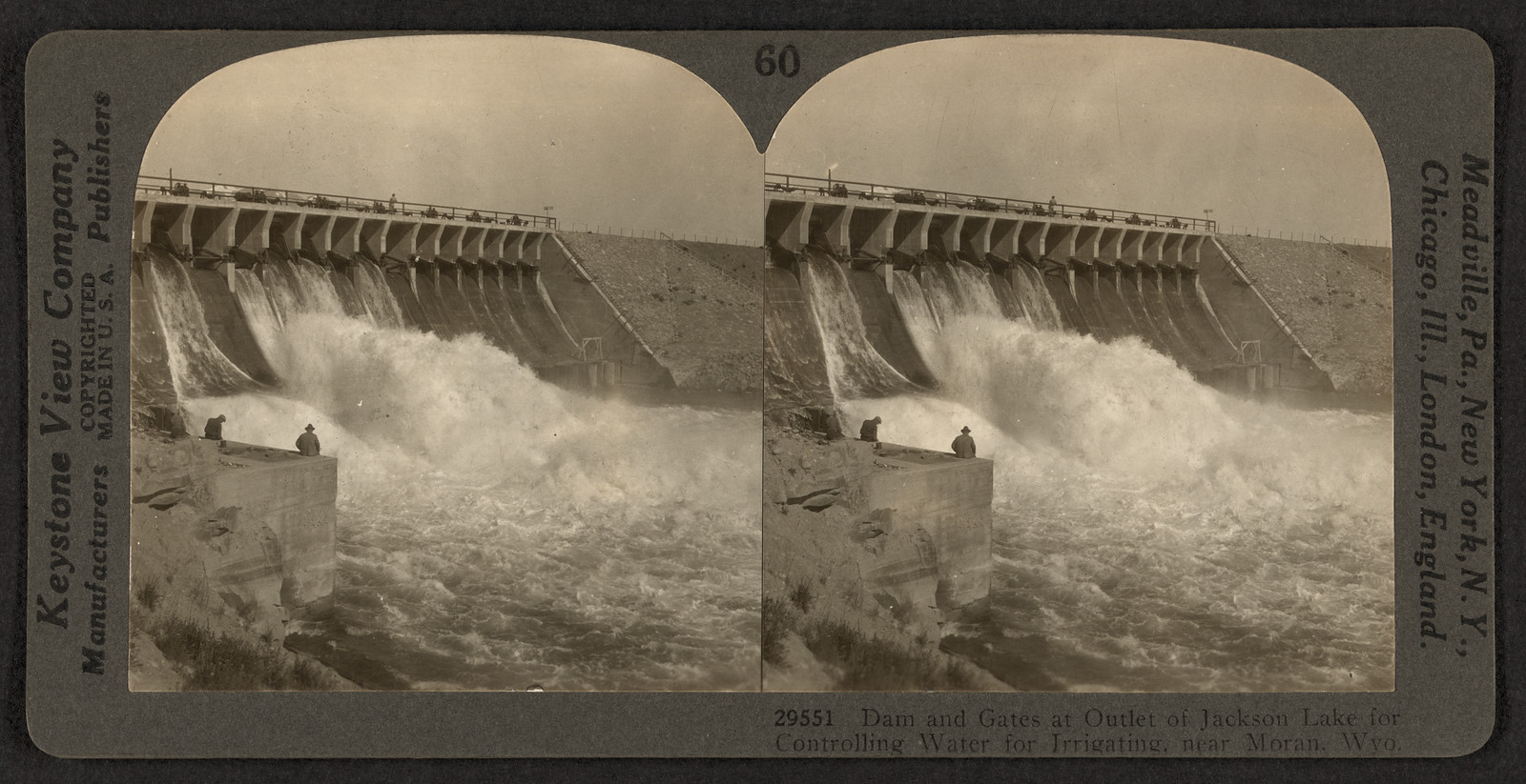 Dam and Gates at Outlet of Jackson Lake for Irrigating — historic image