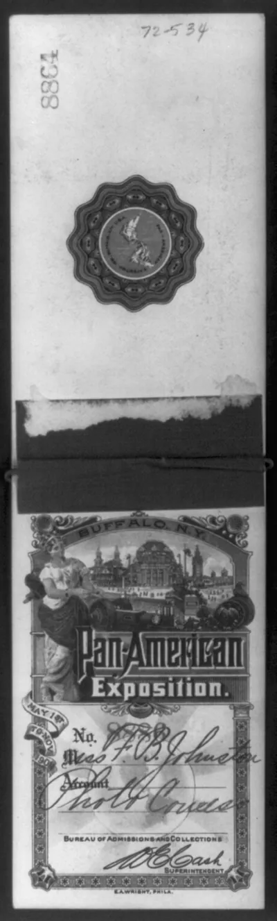 [Front and back cover of passport issued to F.B.J. for Pan-American Expo., Buffalo]