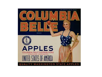 Columbia Belle Apples crate label, Quality Washington State Apples