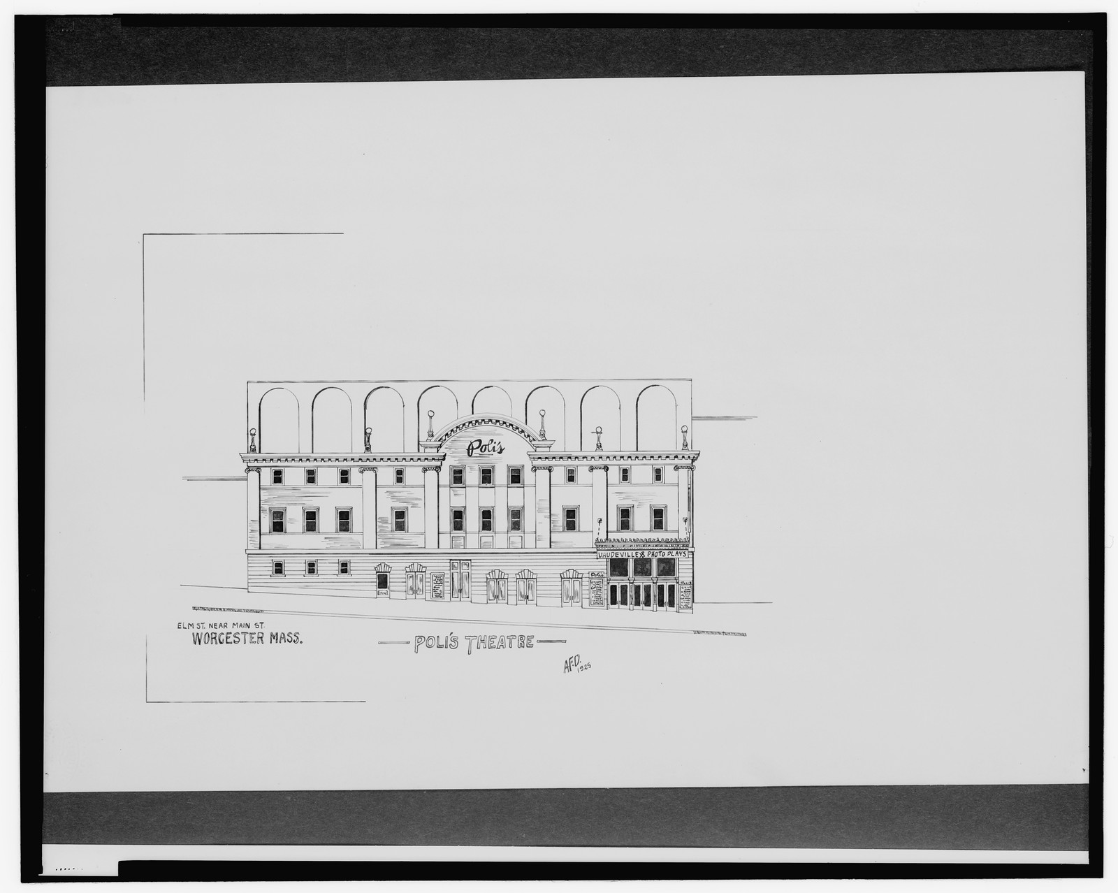 [Poli's Theatre, Elm St. near Main St., Worcester, Massachusetts] / AFD 1925., And Engineering (ADE) Drawings — vintage poster