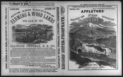 [Illustrated cover and back page advertisement from Appleton's railway and steam navigation guide]